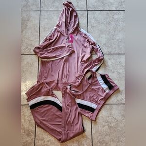 Pink Activewear Set with Black and White Accents